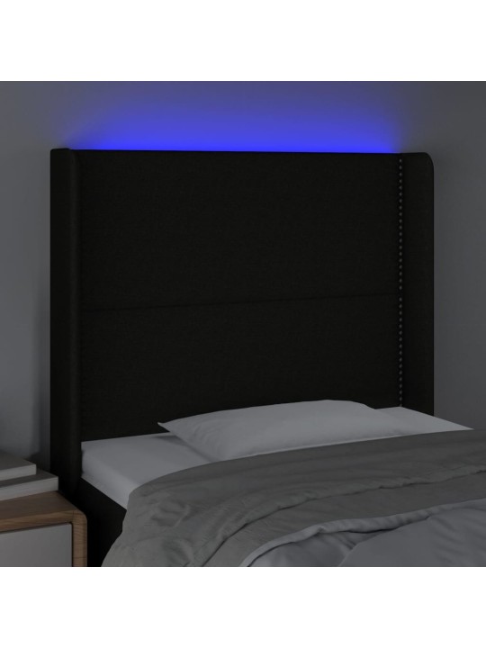 Led-voodipeats, must, 93x16x118/128 cm, kangas