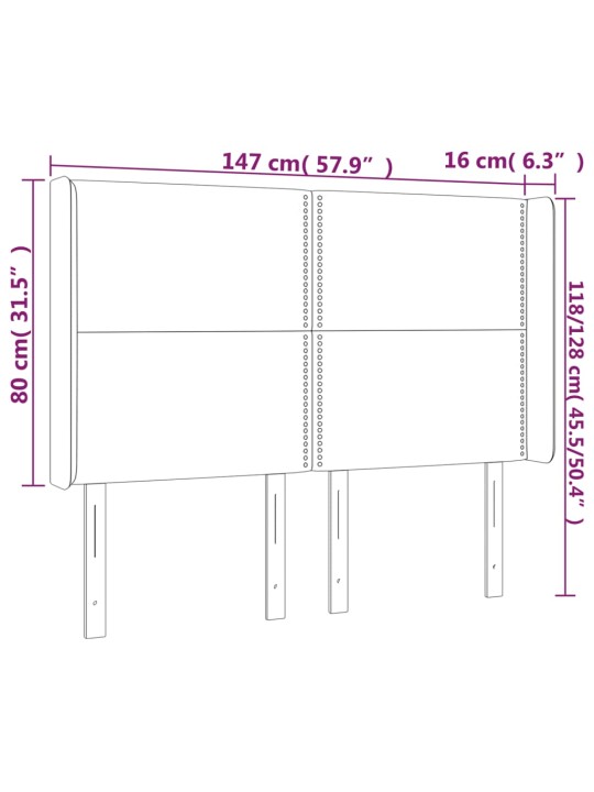 Led-voodipeats, helehall, 147x16x118/128 cm, kangas