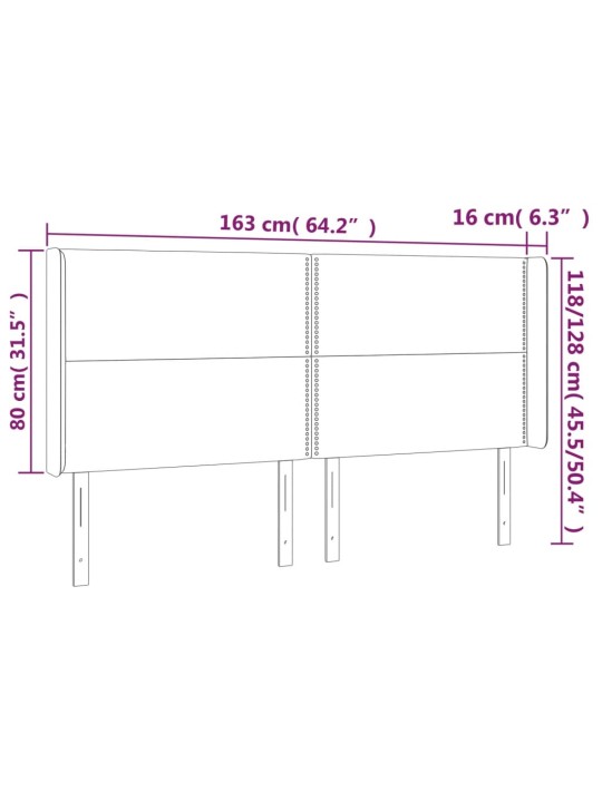 Led-voodipeats, must, 163x16x118/128 cm, kangas