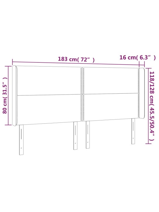 Led-voodipeats, helehall, 183x16x118/128 cm, kangas