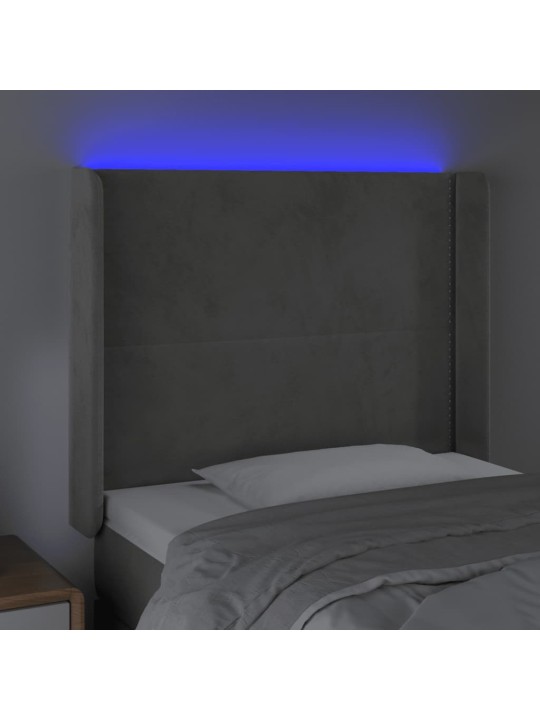 LED-voodipeats, helehall, 83x16x118/128 cm, samet