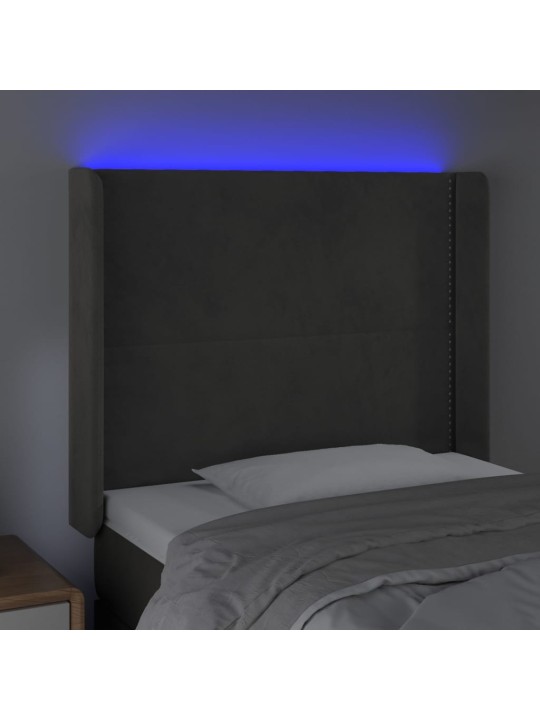 LED-voodipeats, tumehall, 83x16x118/128 cm, samet