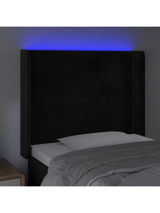 LED-voodipeats, must, 83x16x118/128 cm, samet