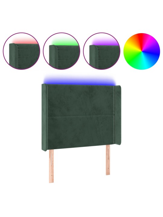 LED-voodipeats, tumeroheline, 93x16x118/128 cm, samet