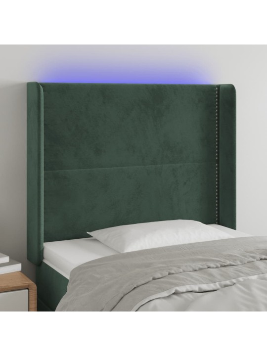 LED-voodipeats, tumeroheline, 93x16x118/128 cm, samet