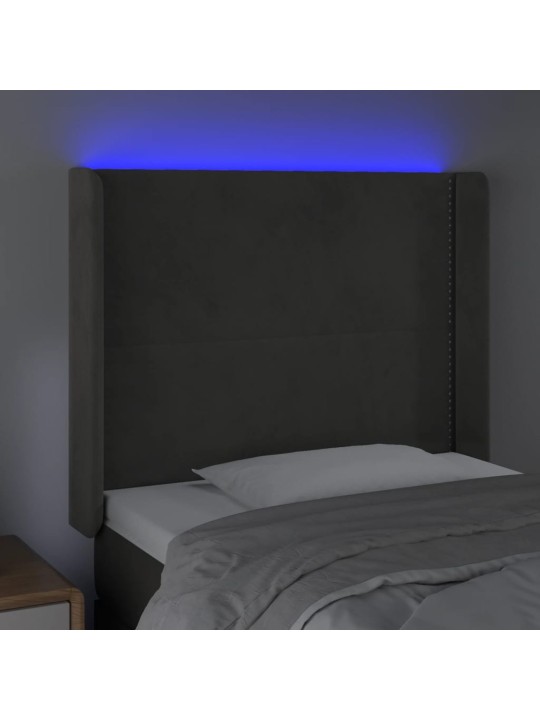 LED-voodipeats, helehall, 103x16x118/128 cm, samet