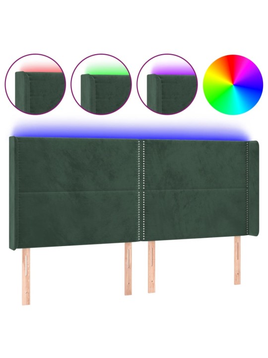 LED-voodipeats, tumeroheline, 183x16x118/128 cm, samet