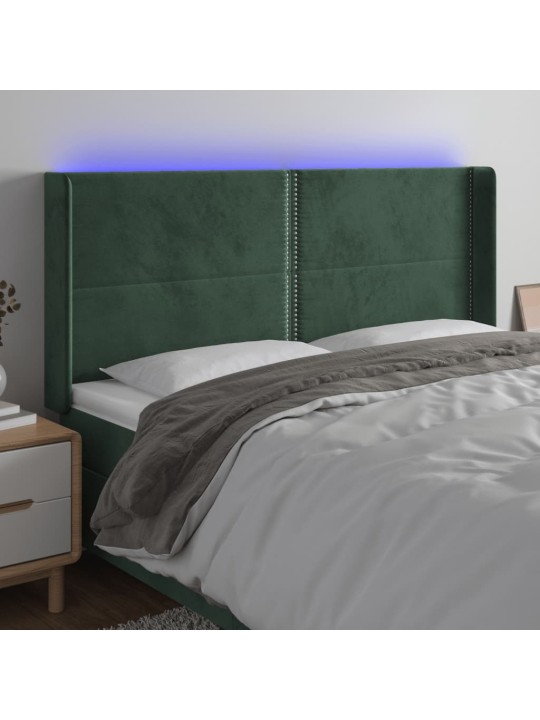 LED-voodipeats, tumeroheline, 183x16x118/128 cm, samet