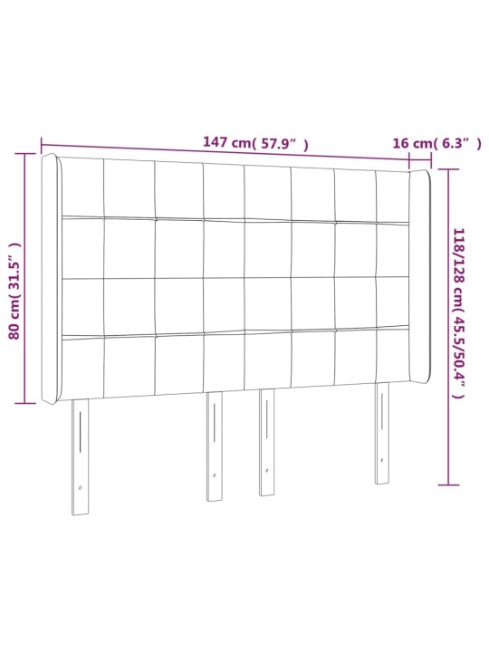 LED-voodipeats, helehall, 147x16x118/128 cm, kangas