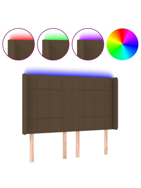 LED-voodipeats, tumepruun, 147x16x118/128 cm, kangas