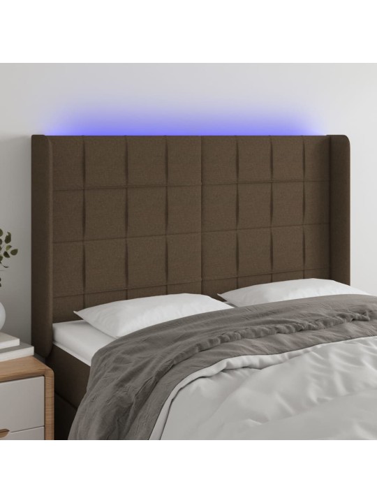 LED-voodipeats, tumepruun, 147x16x118/128 cm, kangas