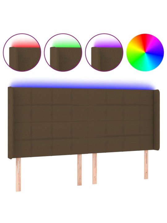LED-voodipeats, tumepruun, 163x16x118/128 cm, kangas
