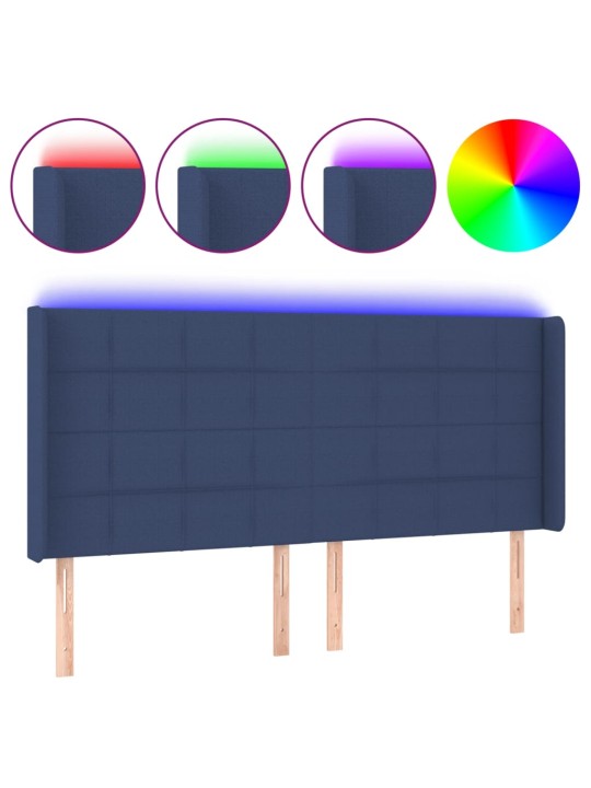 LED-voodipeats, sinine, 163x16x118/128 cm, kangas