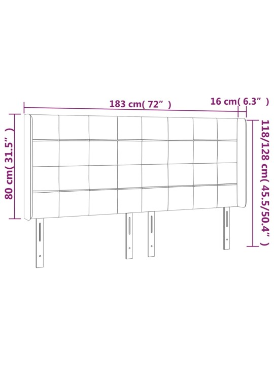 LED-voodipeats, helehall, 183x16x118/128 cm, kangas