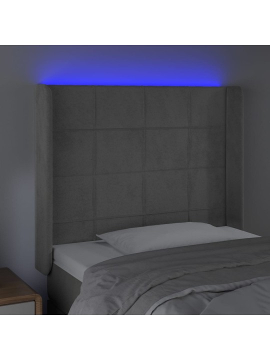 LED-voodipeats, helehall, 83x16x118/128 cm, samet