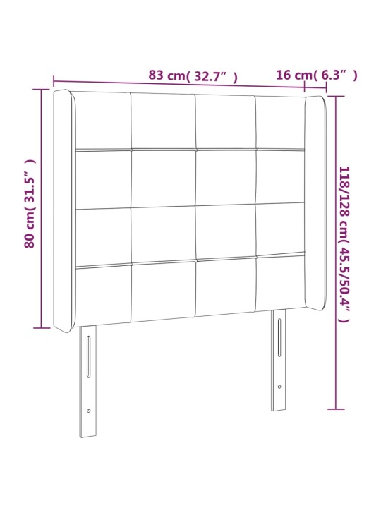 LED-voodipeats, tumehall, 83x16x118/128 cm, samet