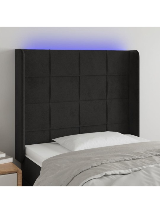 LED-voodipeats, must, 83x16x118/128 cm, samet