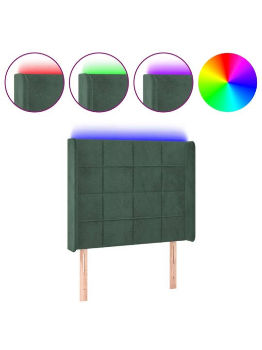 LED-voodipeats, tumeroheline, 83x16x118/128 cm, samet