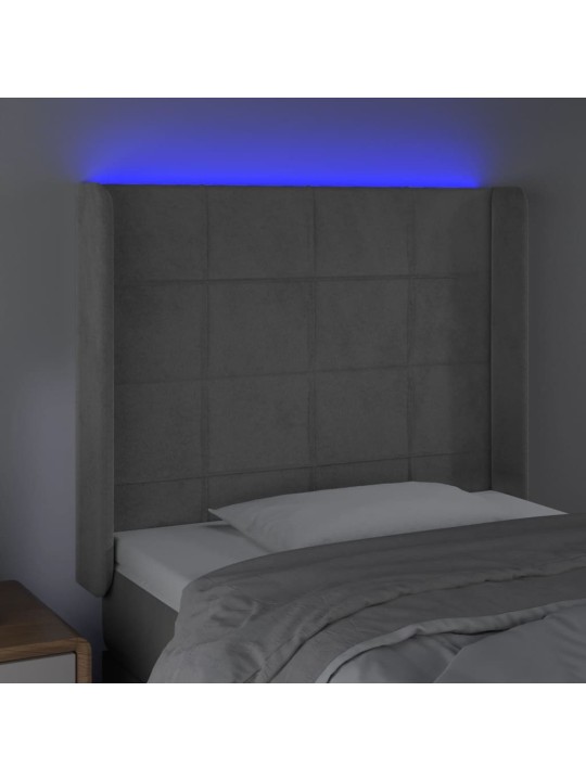 LED-voodipeats, helehall, 93x16x118/128 cm, samet