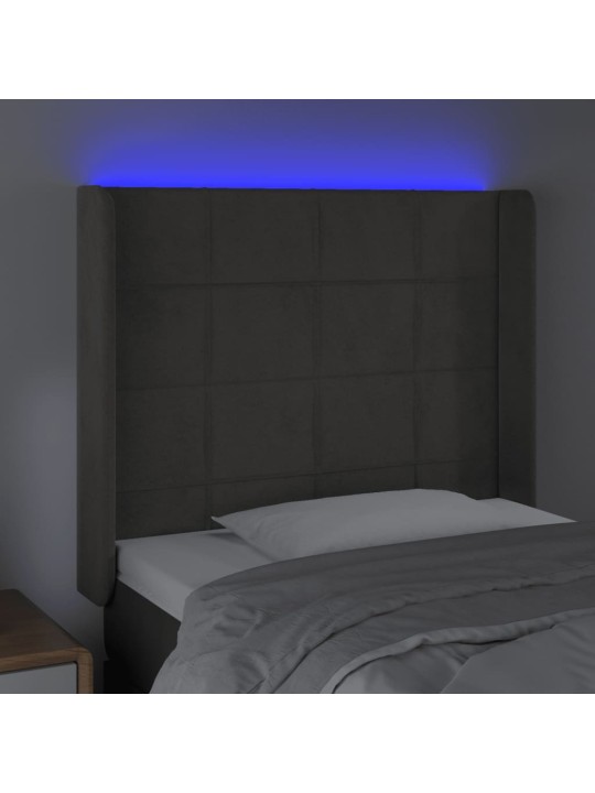 LED-voodipeats, tumehall, 93x16x118/128 cm, samet