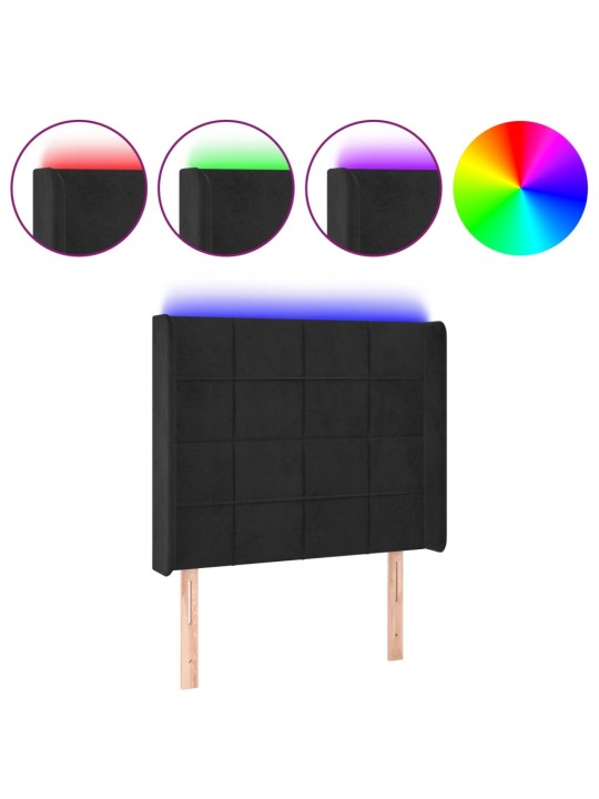 Led-voodipeats, must, 93x16x118/128 cm, samet