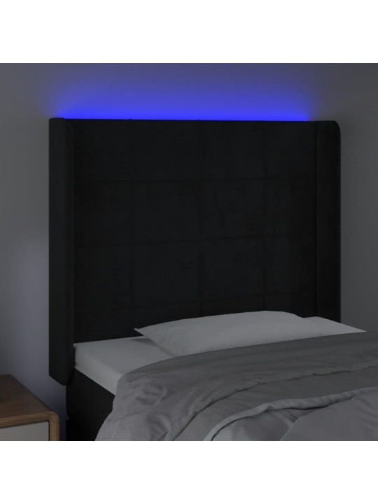 Led-voodipeats, must, 93x16x118/128 cm, samet