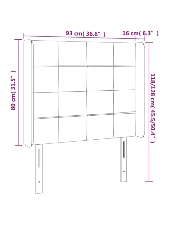 Led-voodipeats, must, 93x16x118/128 cm, samet