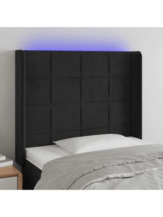 Led-voodipeats, must, 93x16x118/128 cm, samet