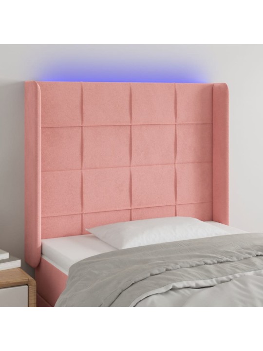 LED-voodipeats, roosa, 93x16x118/128 cm, samet