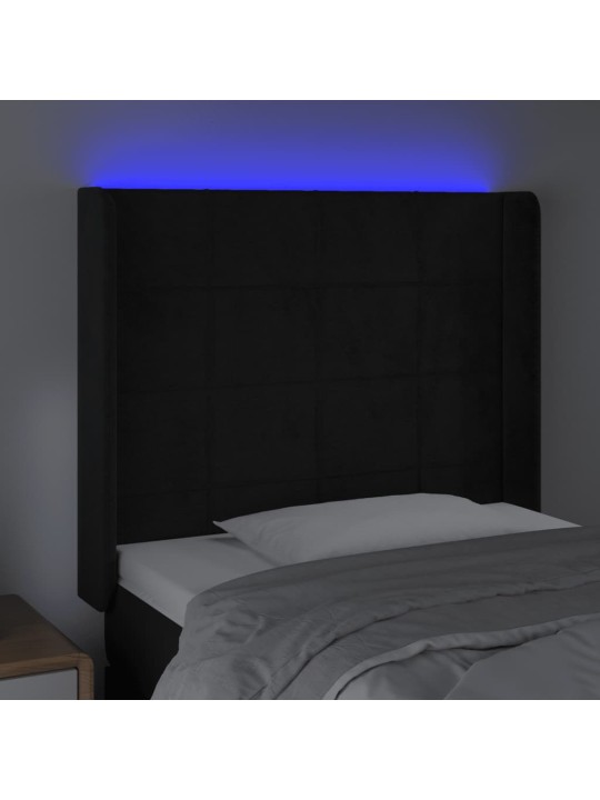 LED-voodipeats, must, 103x16x118/128 cm, samet