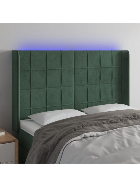 LED-voodipeats, tumeroheline, 147x16x118/128 cm, samet