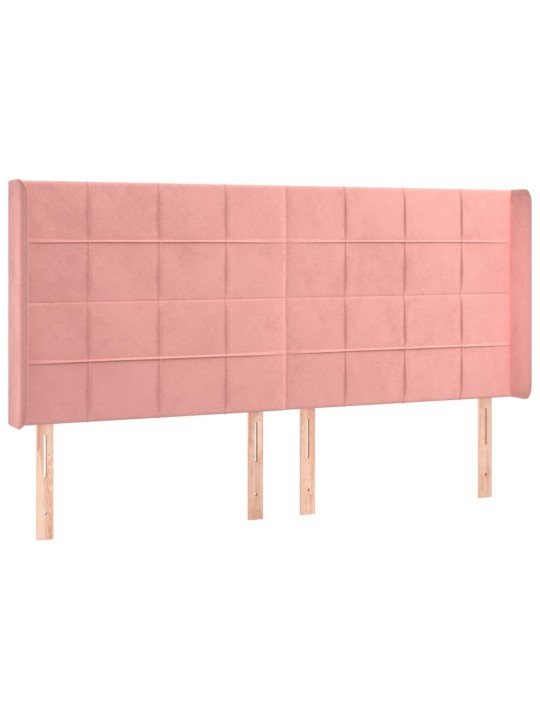 LED-voodipeats, roosa, 163x16x118/128 cm, samet