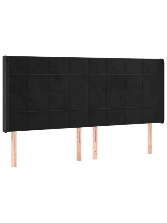 Led-voodipeats, must, 183x16x118/128 cm, samet
