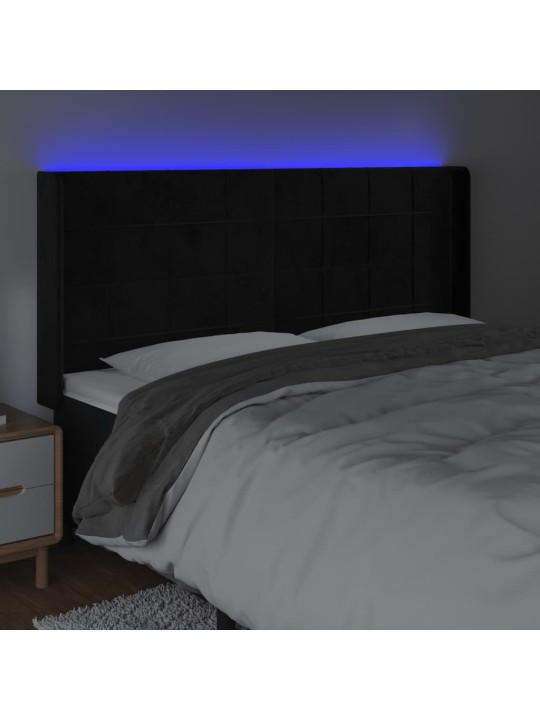 Led-voodipeats, must, 183x16x118/128 cm, samet