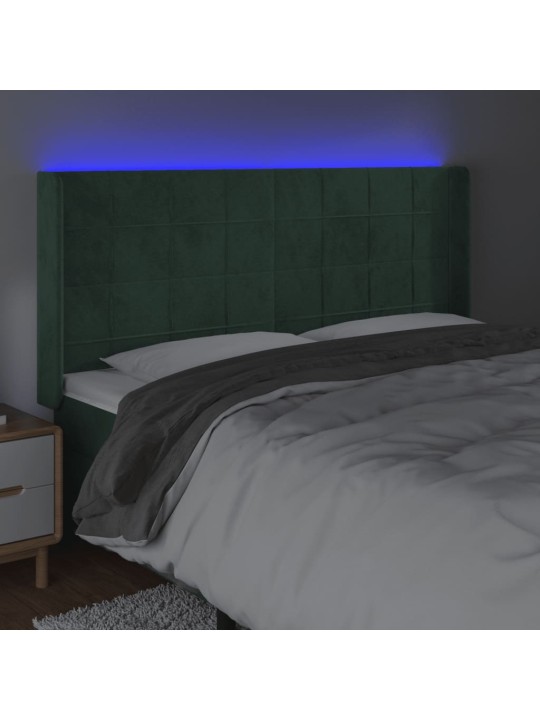 LED-voodipeats, tumeroheline, 183x16x118/128 cm, samet