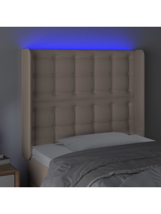 LED-voodipeats, cappuccino, 83x16x118/128 cm, kunstnahk