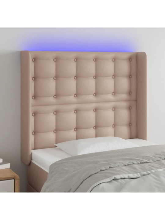LED-voodipeats, cappuccino, 83x16x118/128 cm, kunstnahk