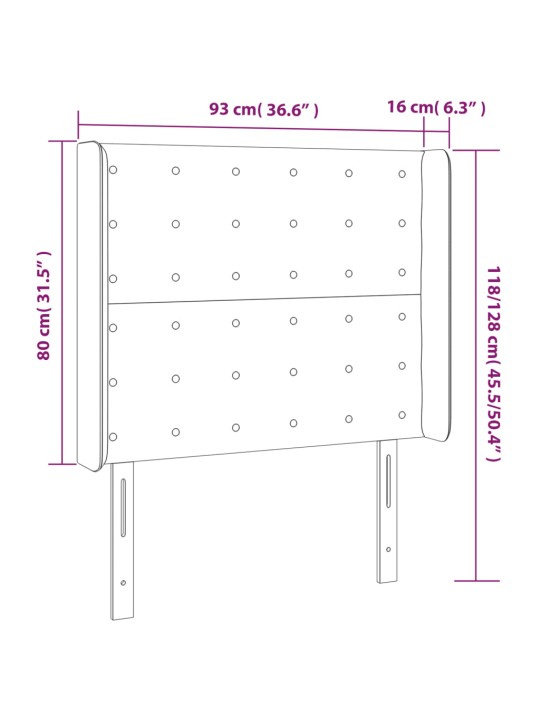 LED-voodipeats, valge, 93x16x118/128 cm, kunstnahk