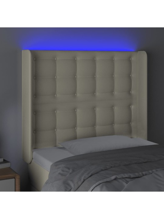 Led-voodipeats, kreemjas, 93x16x118/128 cm, kunstnahk