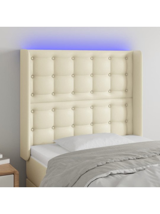 Led-voodipeats, kreemjas, 93x16x118/128 cm, kunstnahk