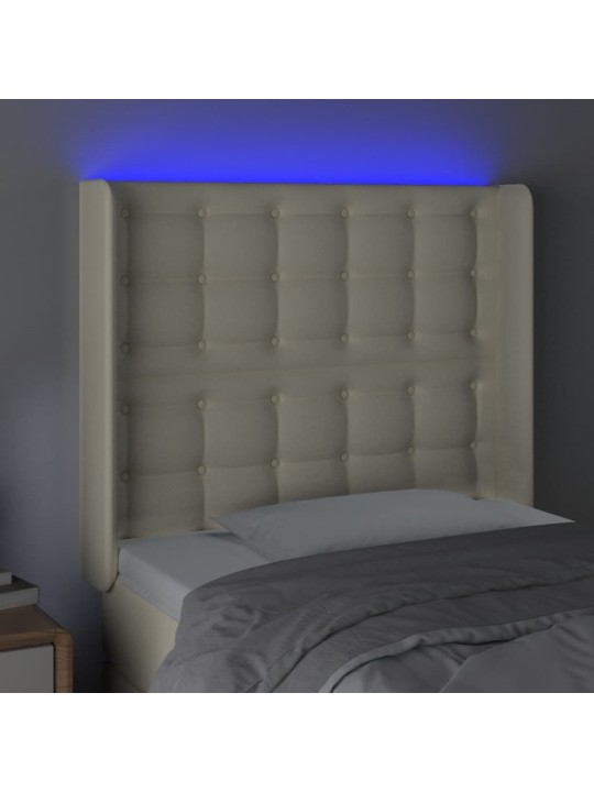 LED-voodipeats, kreemjas, 103x16x118/128 cm, kunstnahk