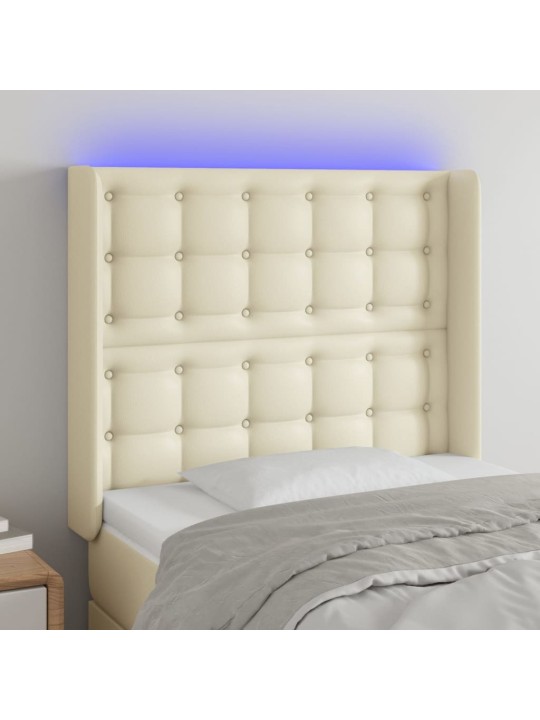 LED-voodipeats, kreemjas, 103x16x118/128 cm, kunstnahk
