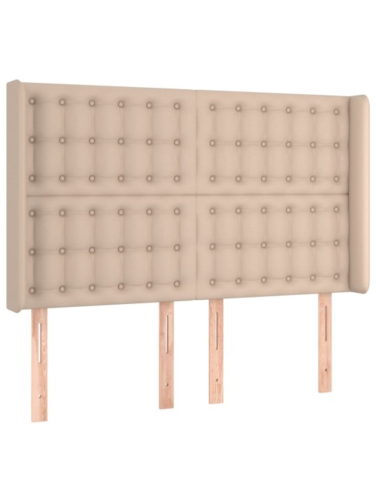 Led-voodipeats, cappuccino, 147x16x118/128 cm, kunstnahk