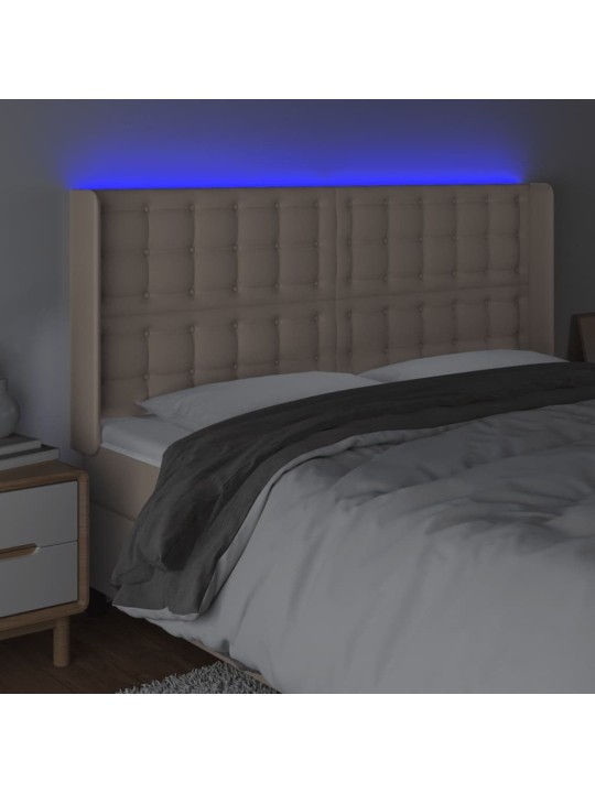 Led-voodipeats, cappuccino, 147x16x118/128 cm, kunstnahk