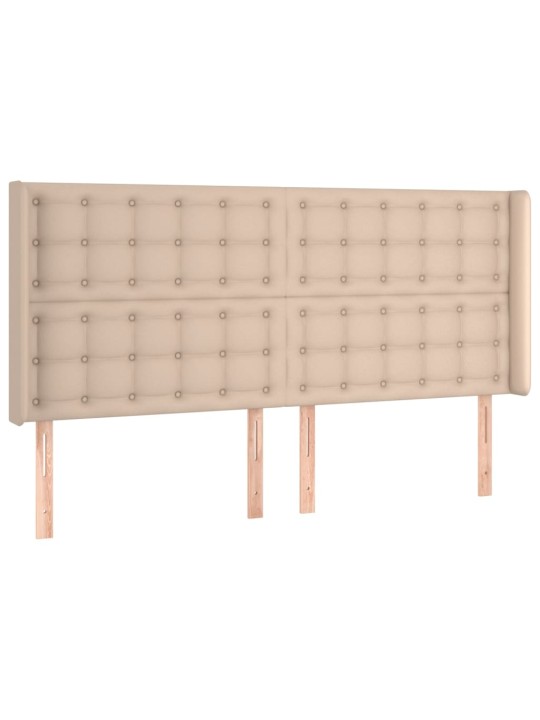 Led-voodipeats, cappuccino, 163x16x118/128 cm, kunstnahk