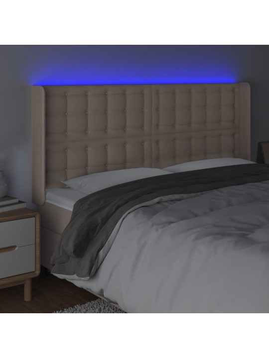 Led-voodipeats, cappuccino, 163x16x118/128 cm, kunstnahk