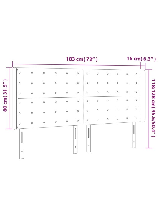 Led-voodipeats, must, 183x16x118/128 cm, kunstnahk