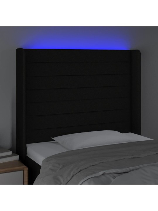 Led-voodipeats, must, 83x16x118/128 cm, kangas