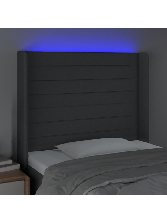 Led-voodipeats, tumehall, 93x16x118/128 cm, kangas