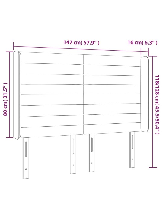 Led-voodipeats, pruunikashall, 147x16x118/128 cm, kangas